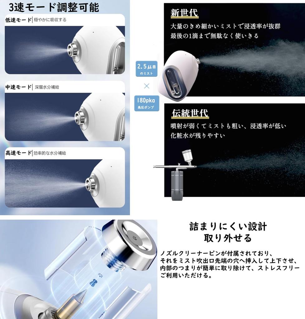 Facial Steamer, Handheld Mist Steamer, Ultrasonic Mist Spray, Throat Care, Ultra-Fine Mist, USB Rechargeable, Moisturizing, Dry Skin, Hydration, Clear