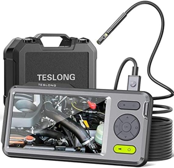 Teslong Industrial Endoscope Dual Fiberscope with IPS 1080P Inspection IP67 Waterproof Snake 7 LED 5m and for and Home Construction Inspections