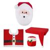 Christmas Bathroom Decoration Set 4Pcs with Toilet Cover Rugs Tank Cover Paper Box Cover Festive Indoor Party Decor