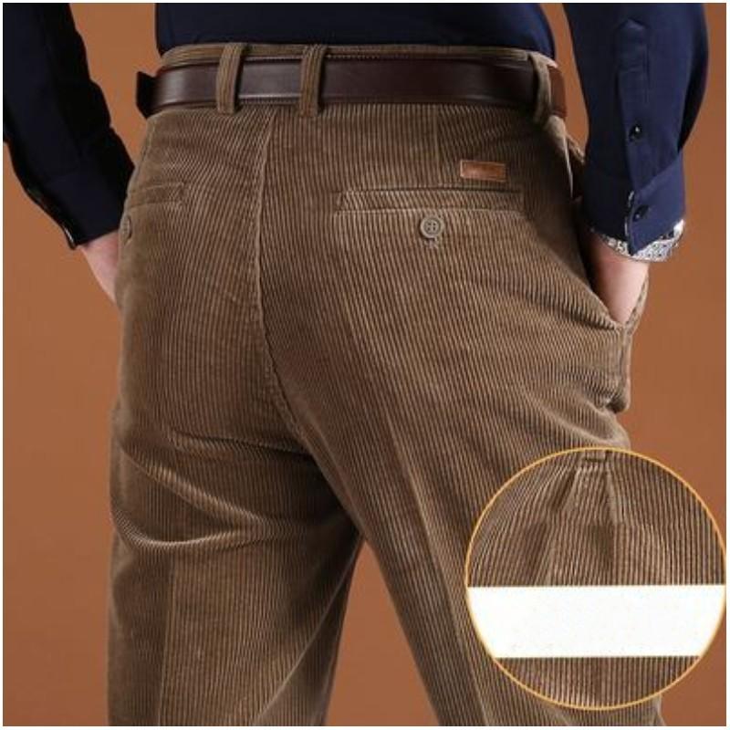 

Мужские осенне-зимние вельветовые брюки больших размеров, молодежные прямые толстые теплые брюки с высокой посадкой 28 света кофе