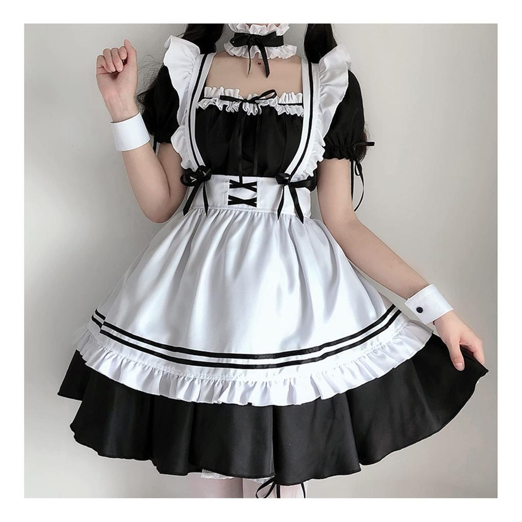Cute Maid Lolita Cosplay Gothic Lolita Dress for and Costumes with Bows Halloween, Parties, Events, (Size M)