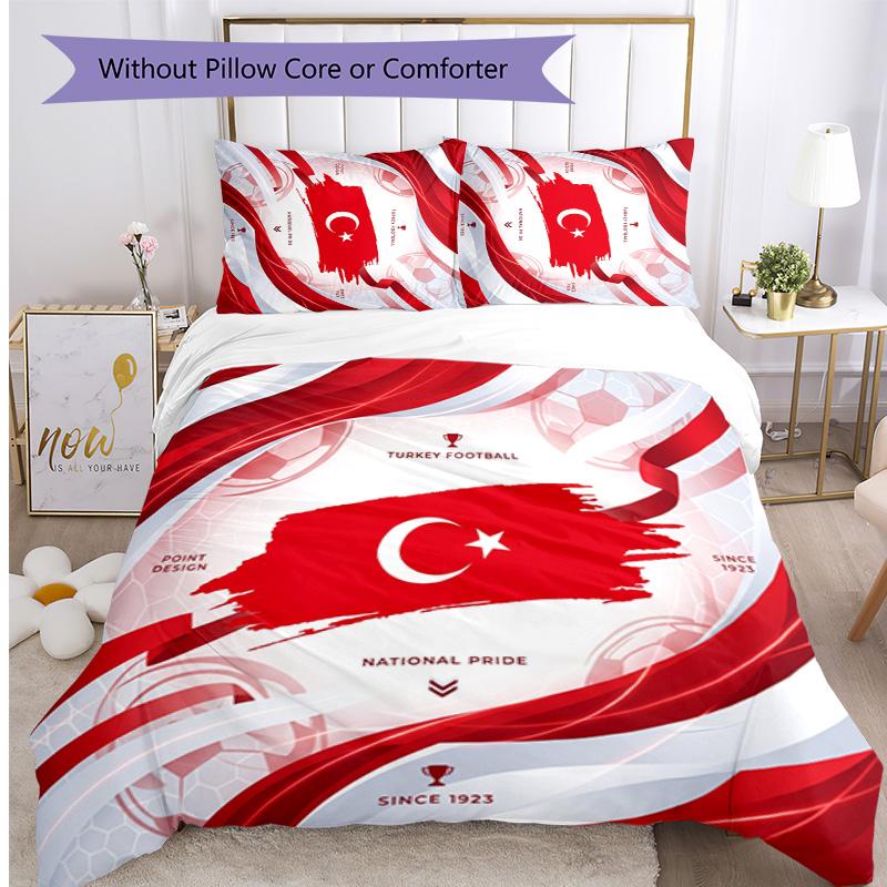 Turkey Football Printed Bedding 3 Piece Set Cozy Breathable Bed Cover Set as Housewarming Holiday Gift