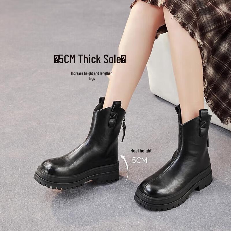 BASTO Women s Platform V-Neck Knight Ankle Boots 39
