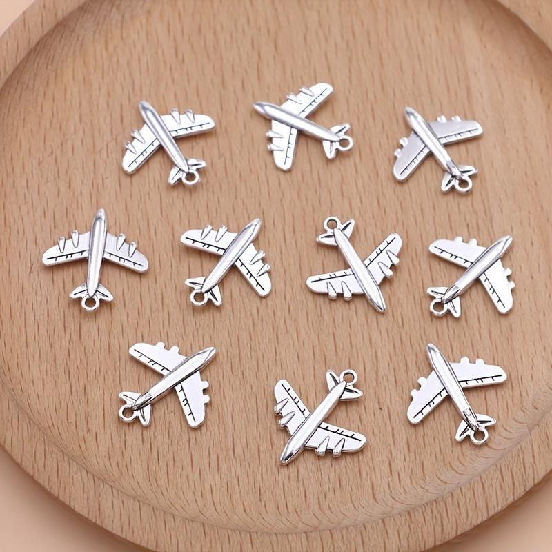 [Silver Airplane Pendant] 10 Pieces of Silver Airplane Pendant | Airplane Pendant, Used for Jewelry Making DIY Handmade Necklace