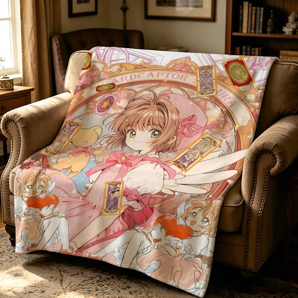anime C-Cardcaptor Sakura-A Throw Thick Comfort Flannel Quilt, Multi-scene Use Indoor Outdoor Daily Nap