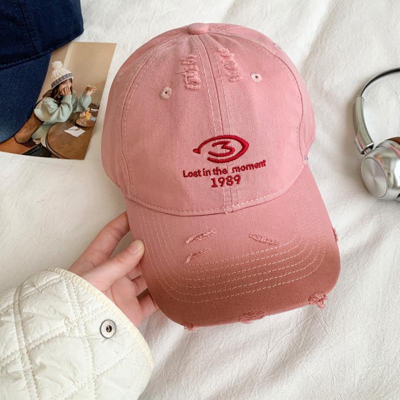 Spring And Summer Letter Embroidered Baseball Cap Female Retro Hat Showing Small Face Soft Top Cap Male