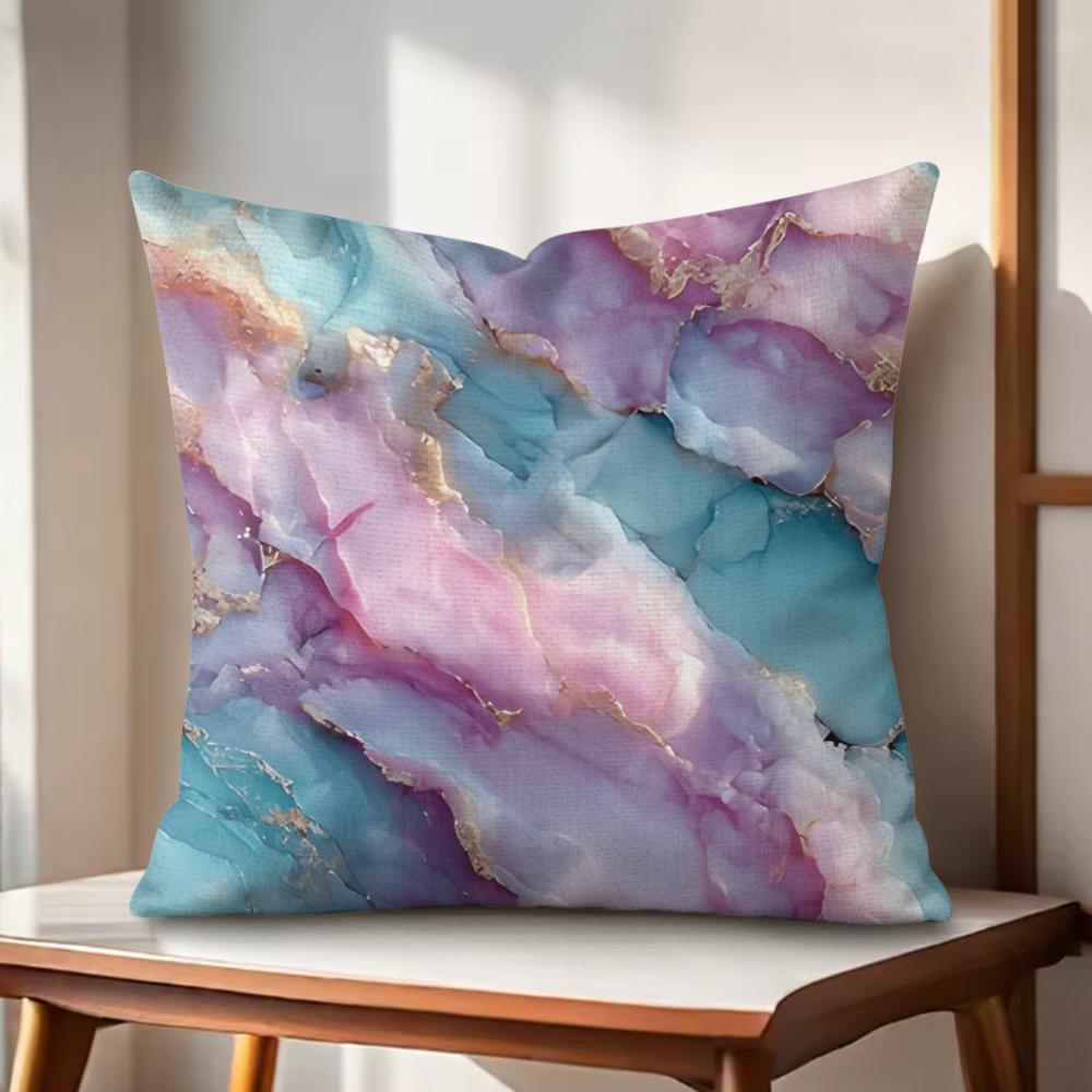 Marble Pattern Cushion Cover Natural Linen Organic Fabric DoubleSided Printing Couch Pillow Covers Home Decor Gift