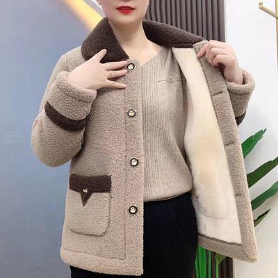 Middle-Aged Women's Granular Fleece Coat with Extra Warmth - Ideal for 40s-50s