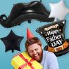 4Pcs Father's Day Foil Balloon Set, Large Gentleman Top Hat & Mustache Mylar Balloons, 18-Inch Star Balloons, Elegant Party Deco