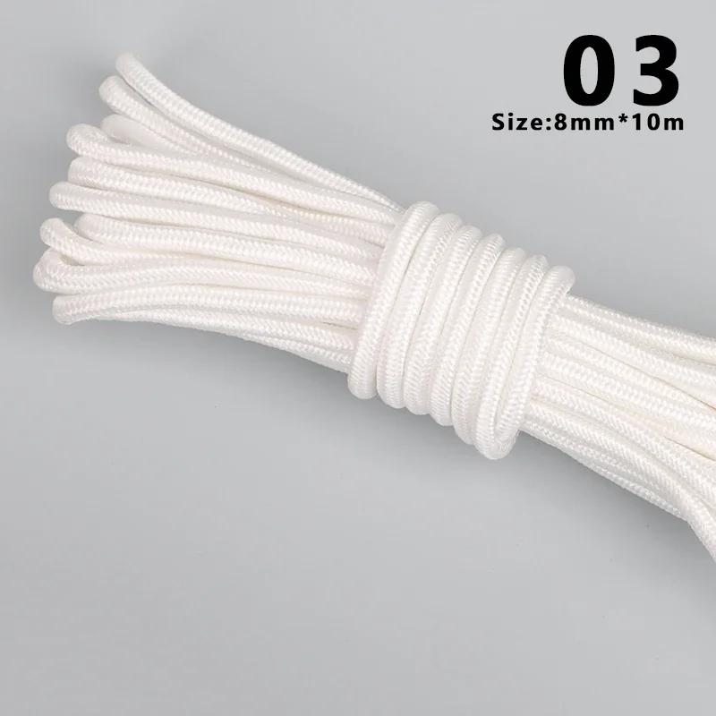10m 4/6/8mm Thicken Nylon Rope Non-slip Wear-Resistant Strong Braided Rope DIY Bag Clothesline Handicrafts Making Accessories