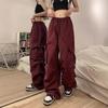 Women's American Retro Wide-Leg Pleated Jogger Pants - Hip Hop Style, Casual & Versatile