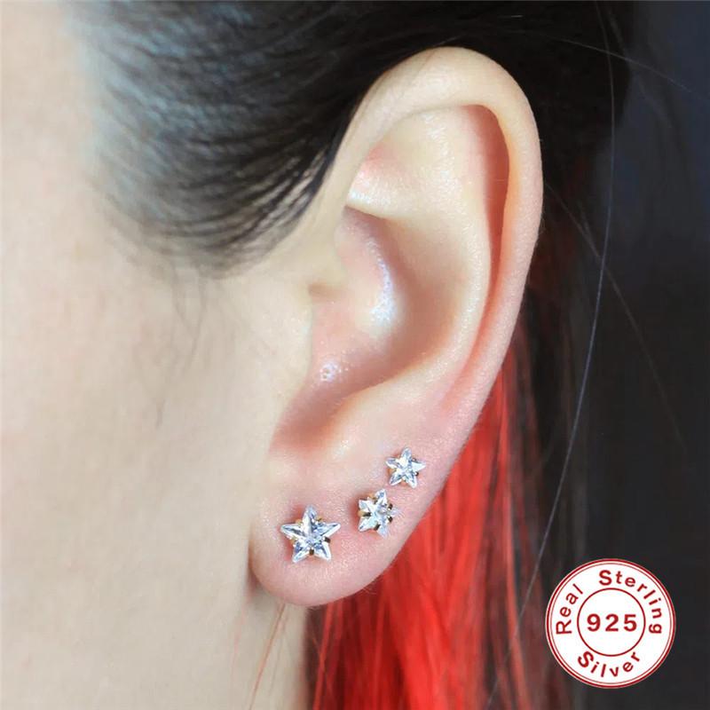 Star Geometric Starfish Base Stacked Earrings Earrings Earrings Stud Earrings Three-Piece Set Three-Piece Set S925 Sterling Silver