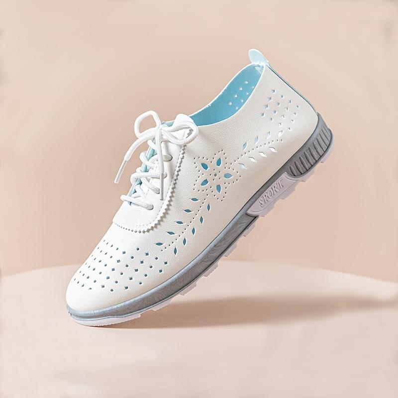 Women's Breathable Geometric Perforated Light Blue Low-Top Synthetic Cover Sneakers with PVC Sole EVA Cushion for All-Season Casual Wear