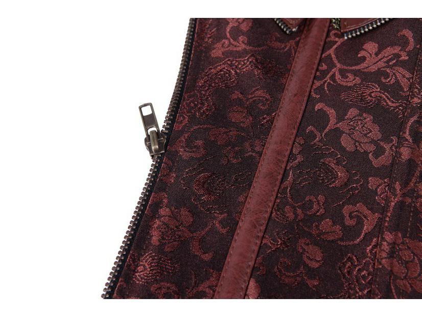 Victorian Black Brown Leather Corset with Halter Belt