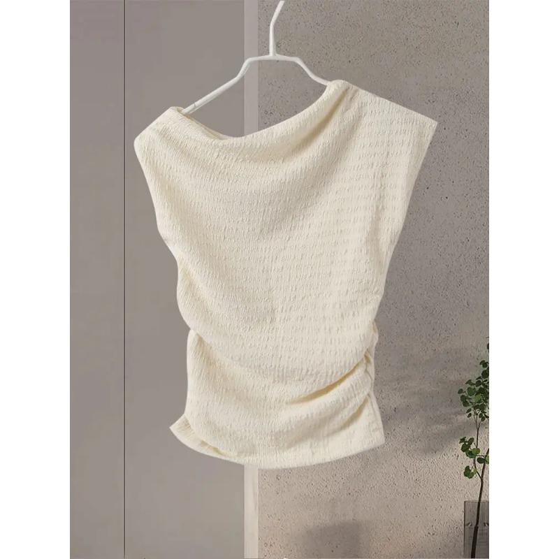 Casual Long Pants Suit Women Loose Solid Elastic Sleeveless Irregular Sets Female Fashion High Waist Puffy Set 2 Pieces Lady