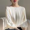 Sommer Damen Seiden T-Shirt Rundhals Pullover Kurzes Satin T-Shirt Lockere dünne Temperamentbluse