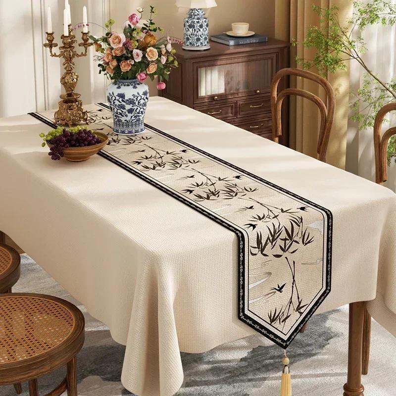Cotton  Linen Tea Table Decoration Table Flag Light Luxury High-end Cover Cloth Dinner Side Cabinet Countertop Cushion Cloth