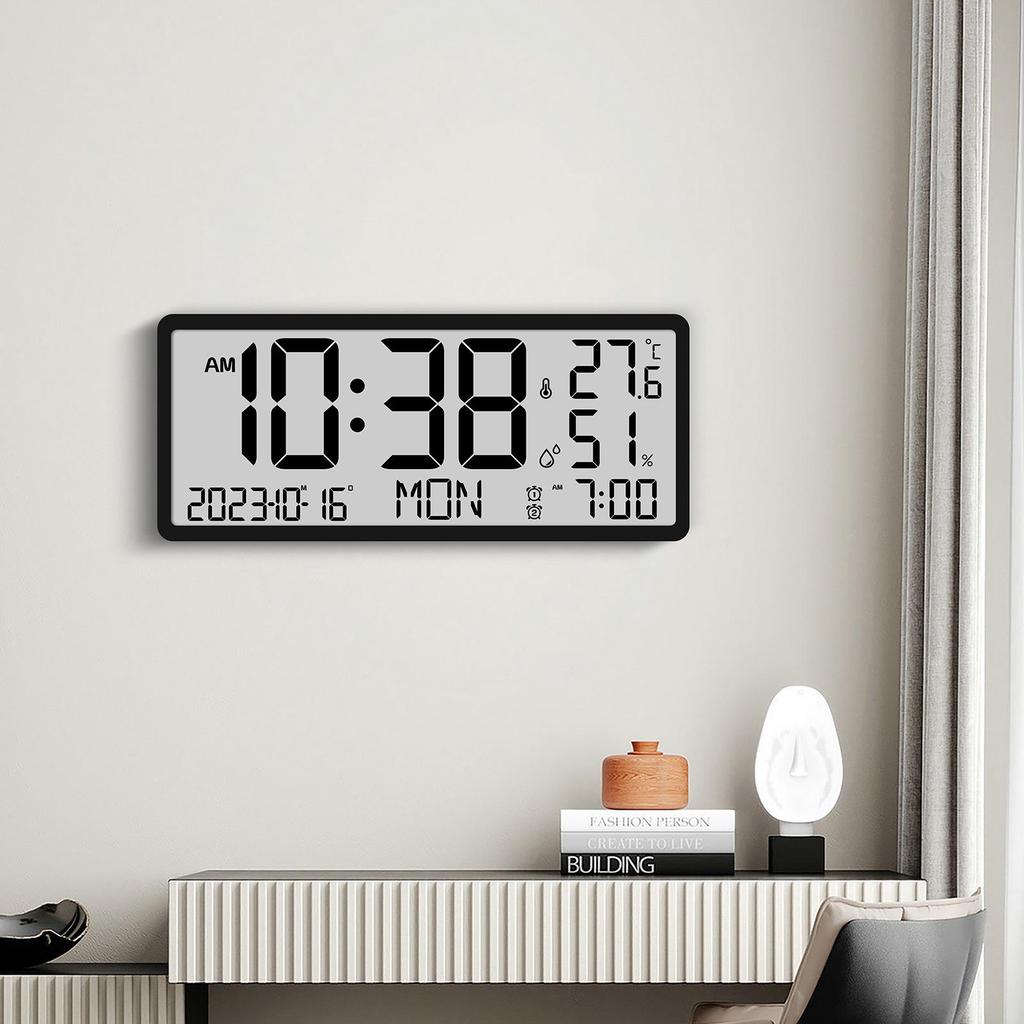 Creative Multifunctional LCD Wall Clock – Modern Large Screen Alarm Clock for Living Room