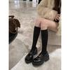 Rindslederversion~ Goldmünzen-Rundkopf kleine Lederschuhe Damen dicksohlige dickabsatzige Einzelschuhe vielseitige einpedalige Leder-High Heels