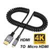 4K 60HZ Micro Mini HDMI TO HDMI Spiral Cable 0.5-2.4M Flexible HDMI-Compatible Spring Cable Extension Male to Male Plug Cable