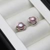 Genuine Silver 925 White Stud Earrings Pearl Woman,Natural  Freshwater Bridal Jewelry Pearl Earrings Wife Mother Gift Pink Black