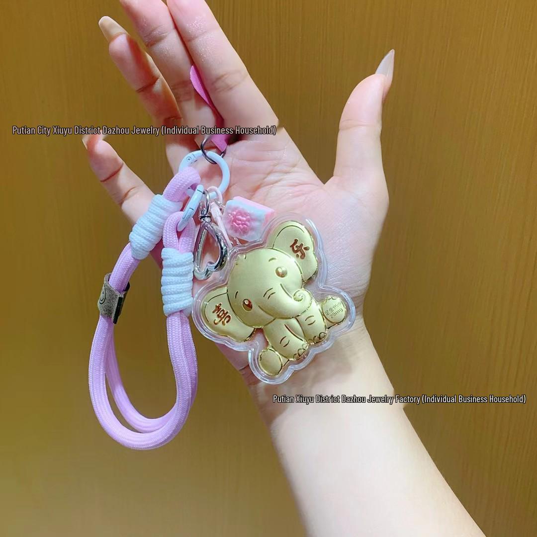 

Шуйбей 999 пробы золото Подвеска-шарм для мобильного телефона в виде слона: 20 мг Высококачественный брелок-подвеска