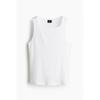 H M sliM Fit Ribbed Sleeveless Top wHite