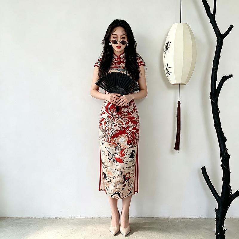 Fashion sleeveless national style new Chinese Suzhou long cheongsam improved young women's high-end feeling old Shanghai catwalk
