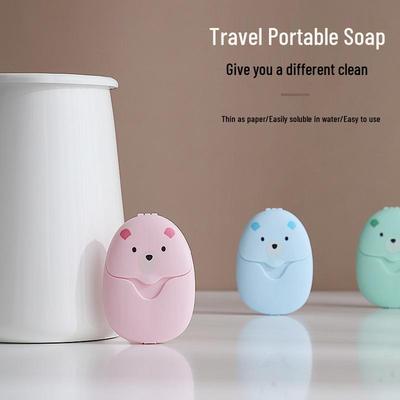 Cartoon Portable Soap Sheets: 50-Pack Disposable Mini Handwashing Sheets for Travel