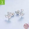 Lucky Clover Plain Silver Stud Earrings Women'S Simple Fashion Leaf S925 Sterling Silver Stud Earrings