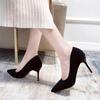 New Fashion Women's Shoes Sexy Black High Heels Sharp Pointed Suede Pumps Elegant Shallow Mouth Shoes