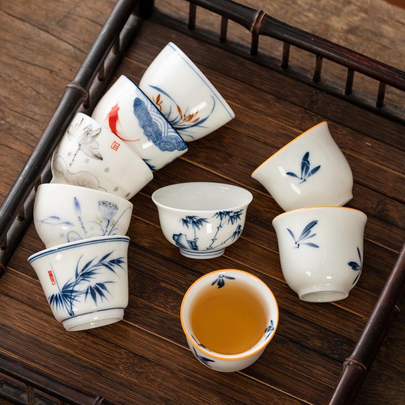 Hand-Painted Retro Ceramic Kung Fu Tea Cup Set