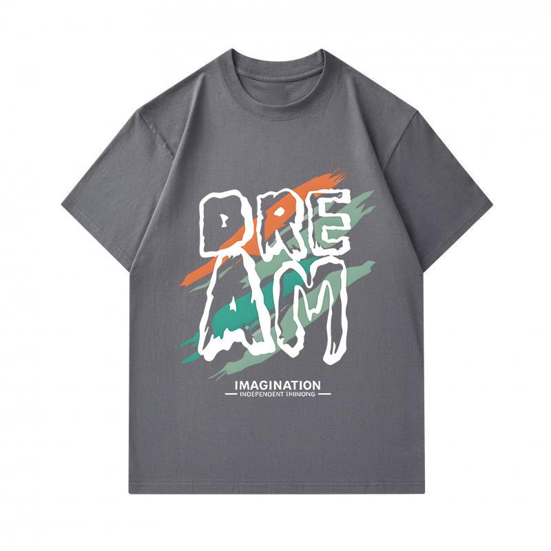 Men's 100% Cotton Crew Neck Short Sleeve T-Shirt, Dream Imagination Independent Thinking Art Printed Casual Comfortable Lightweight Daily Wear Tee for