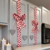 Valentine's Day Decoration Love Heart Bow Hanging Ornament Red Polyester Ribbon for Cabinet Door Wall Festive Home Decor
