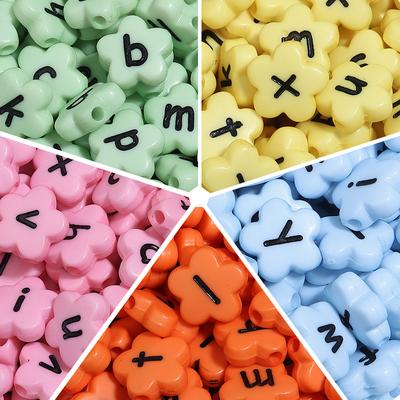100pcs 11mm Acrylic Letter Beads Mixed Flower Alphabet Loose Spacer Beads For DIY Jewelry Making Bracelets Necklace Accessories