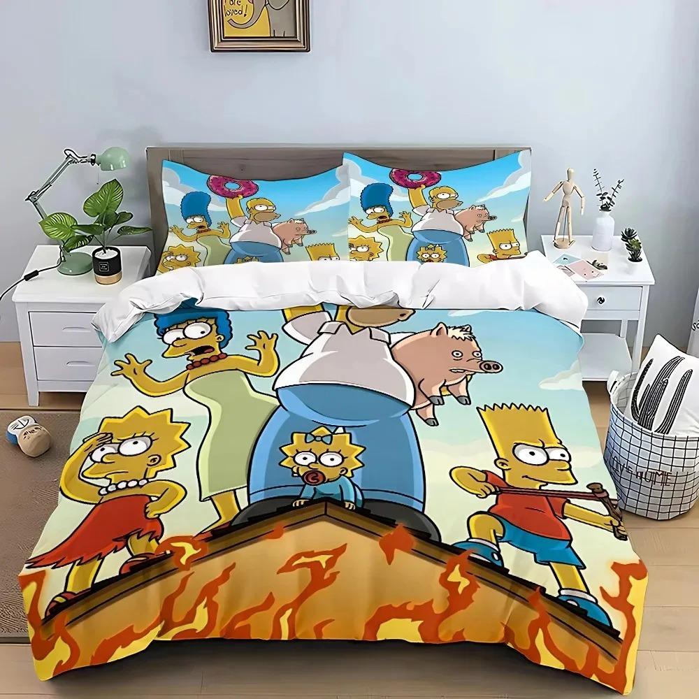 2026 The S-Simpsons Cartoon Duvet Cover Set Soft Wash Bed 3 Piece Comfortable Student Dormitory Home Baby Bedding Best seller
