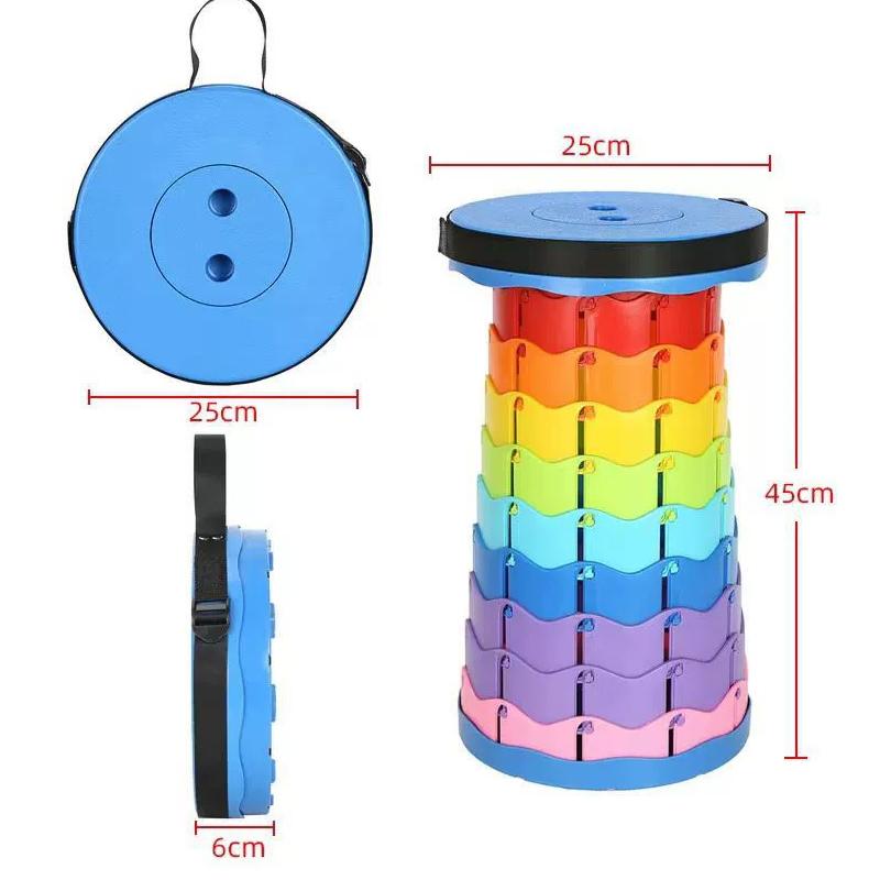 Outdoor Portable Folding Stool Plastic Folding Chair Travel Queue Chair Horse Stool Fishing Stool Adjustable Retractable Stool