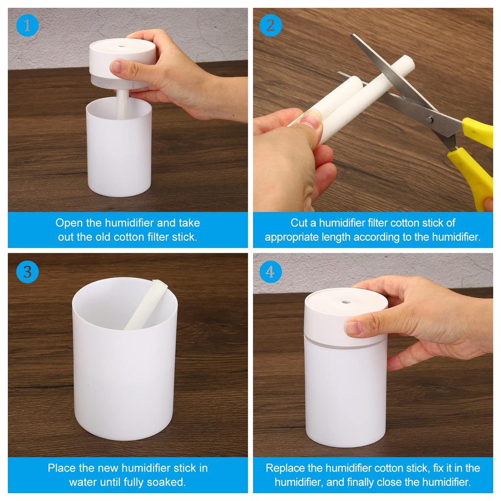 PATIKIL Humidifier Cotton Filter Refill Stick Filter Core Replacement for USB Mini Humidifiers and Portable 135 X White Sticks, 10-Piece Diffusers,