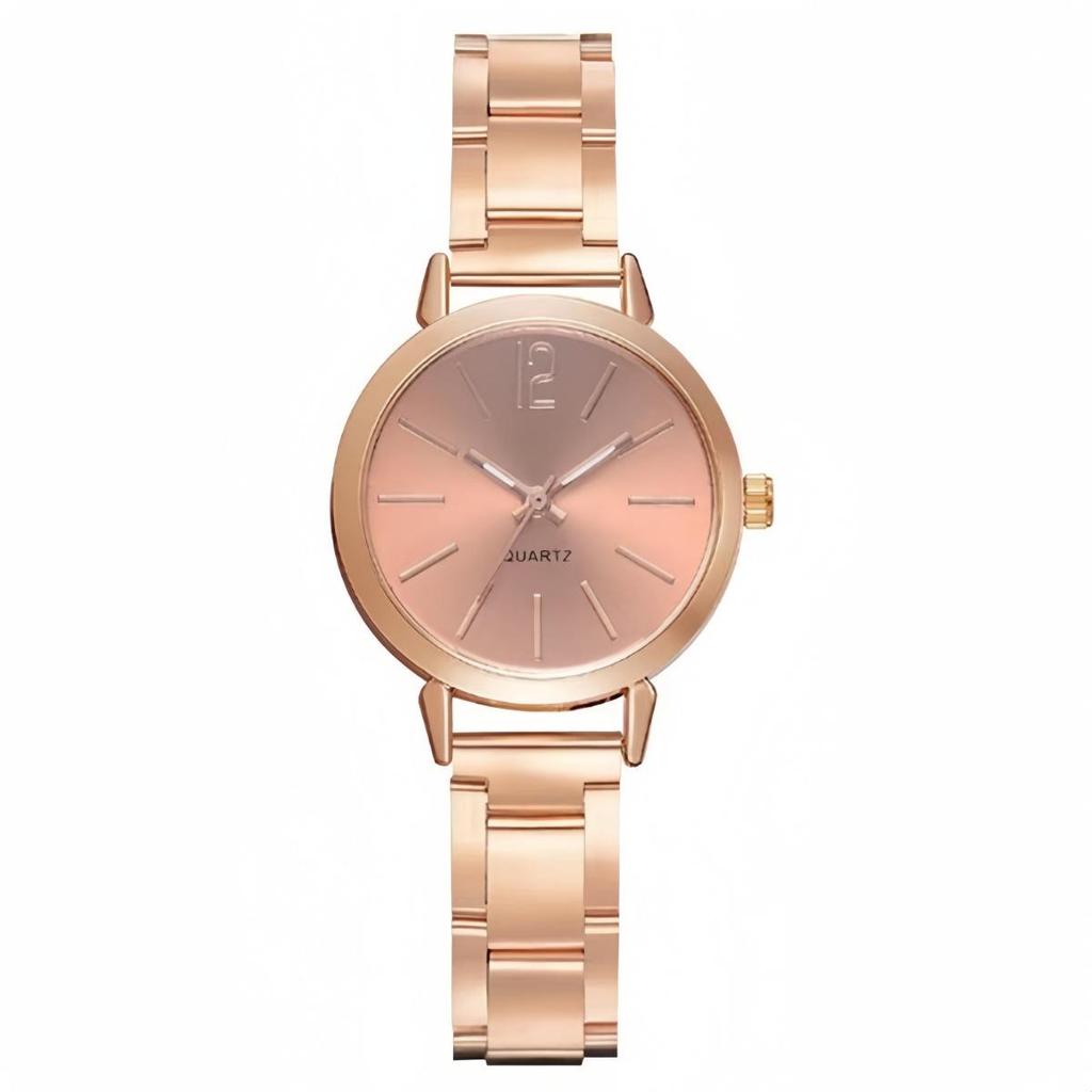Women's Trendy Stainless Steel Quartz Watch & Bracelet Set