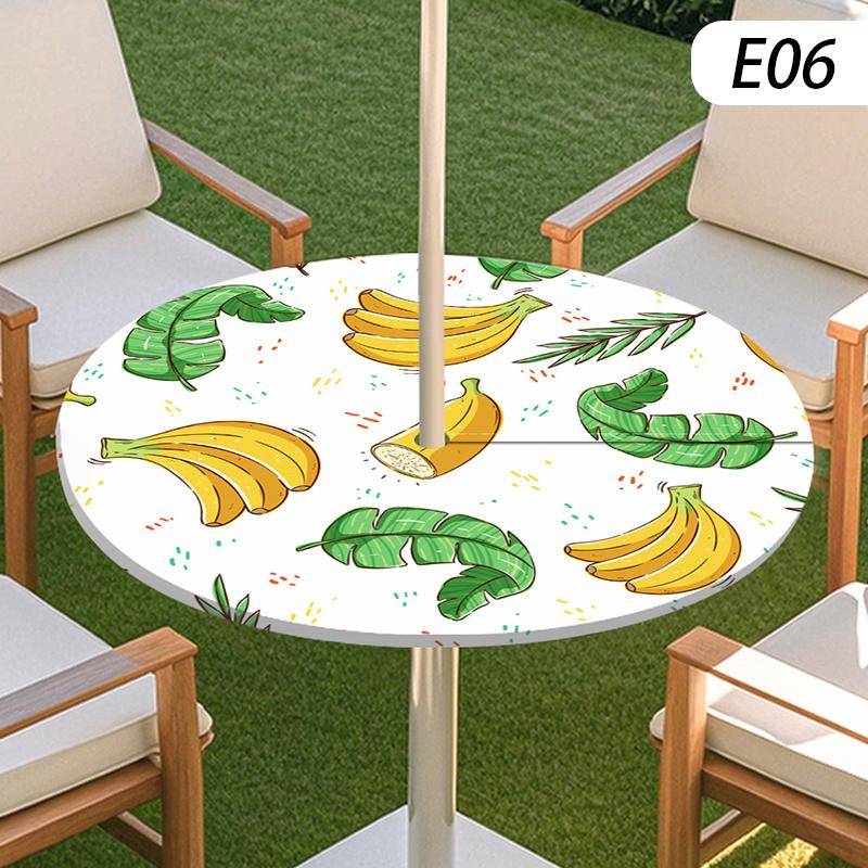 Round Table Cover Waterproof Oil-Proof Tablecloth Elastic Kitchen Dining Wedding Party Table Cover Outdoor Courtyard Home Decor