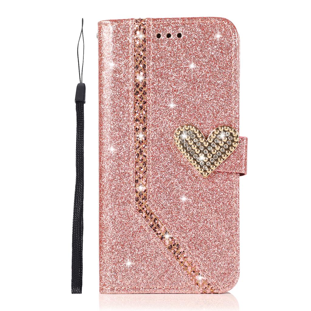 Custodia per Telefono a Portafoglio in Pelle Glitterata Bling per iPhone 15 14 13 12 11 Pro Max XR XS X SE 2020 7 8 Plus Cover Mobile con Supporto Capa
