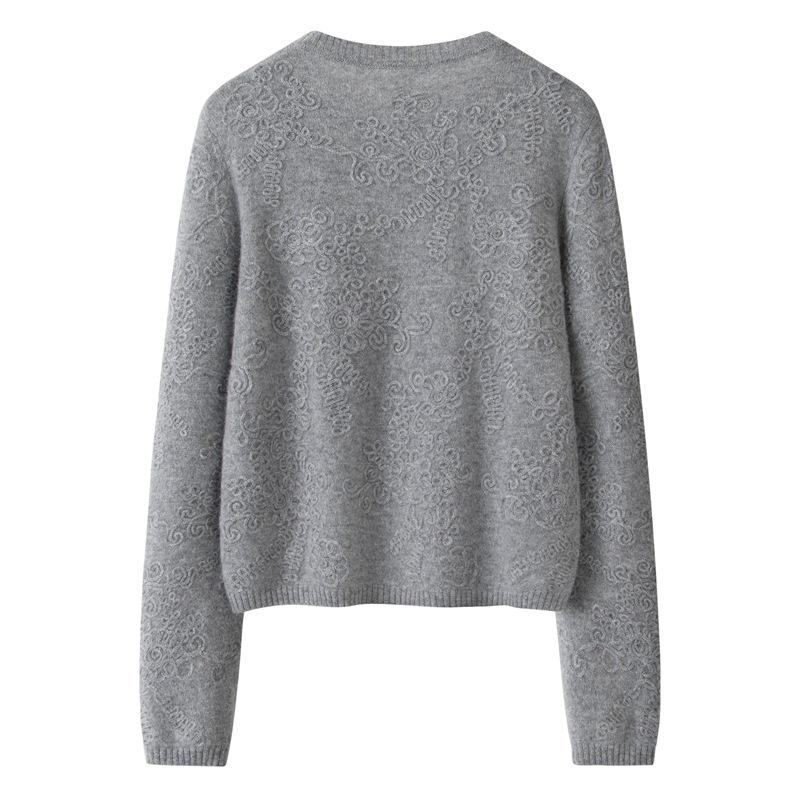 100% Pure Cashmere Hand-Crocheted Versatile Crew Neck Sweater
