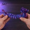 Handcrafted Dragon Boat Ornament 3D Printed Articulated Figurine, Gradient Metallic Statue with Flexible Bendable Body, Colorful Traditional Festival