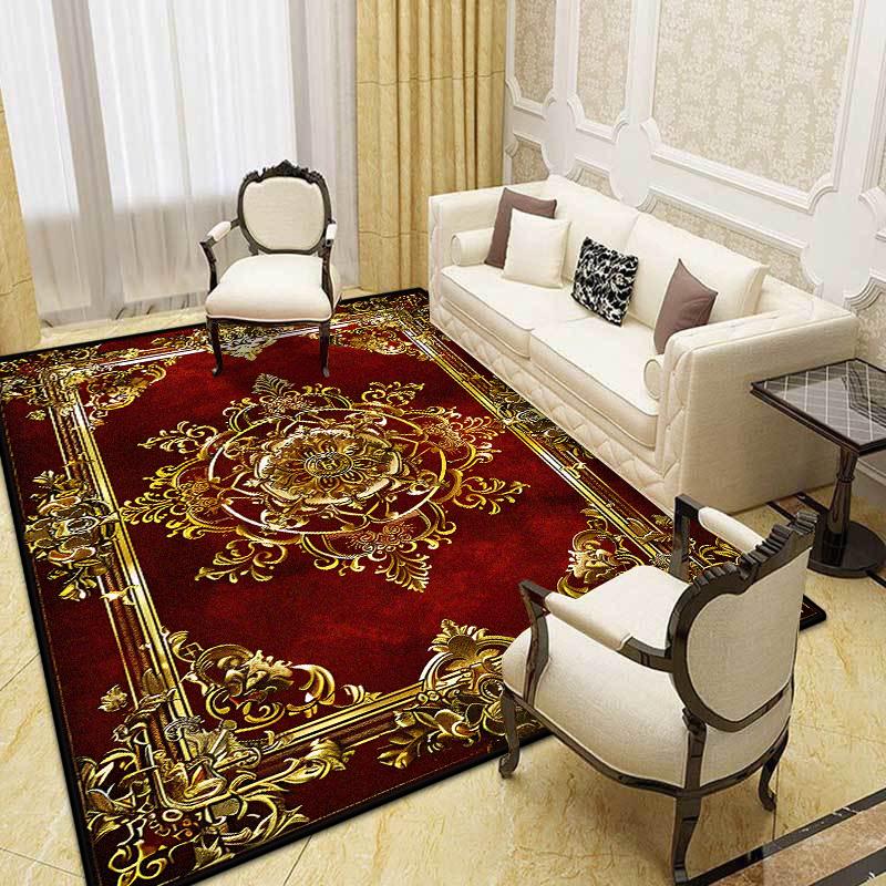 Big Size European Style Red Carpet Living Room 140x200cm Non-slip Luxury Rug for Bedroom Cloakroom Non-slip Floor Mat Washable