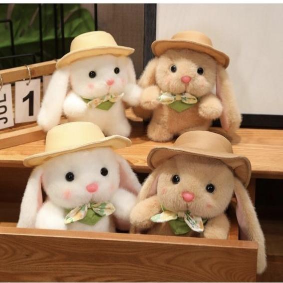 Adorable Pudding Bunny Plush Doll with Hat and Scarf