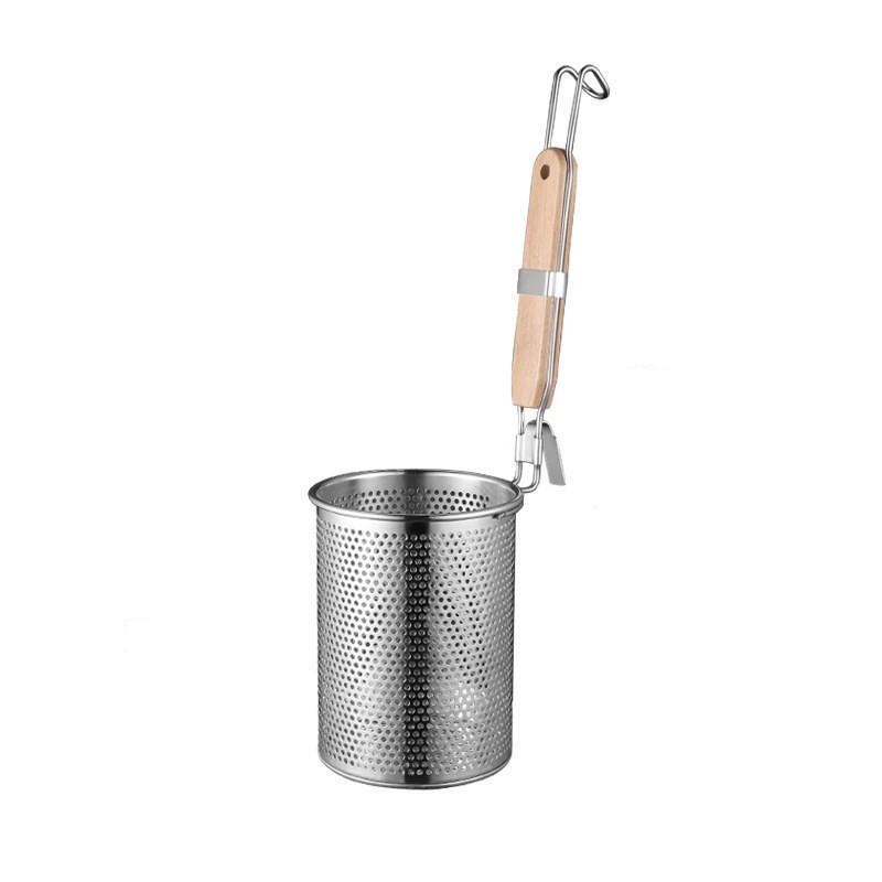Mestolo per Noodles Ispessito in Acciaio Inossidabile con Manico in Legno - Cucchiaio Forato per Mala Tang e Scolatura Verdure