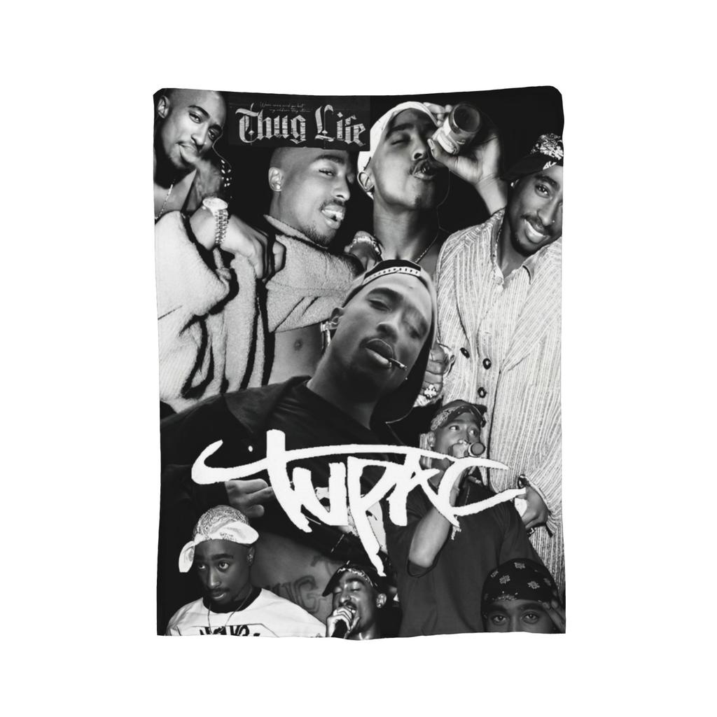 Rapper Tupac  Blanket Flannel 2pac Hip Hop Super Warm Throw Blanket for Outdoor Travel Bedroom Quilt