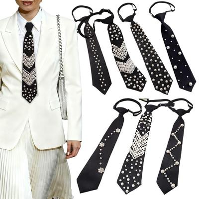 Vintage Women's Pre-tied Necktie Elegant Lazy Necktie Fashion Punk Neck Tie  Uniform Shirt
