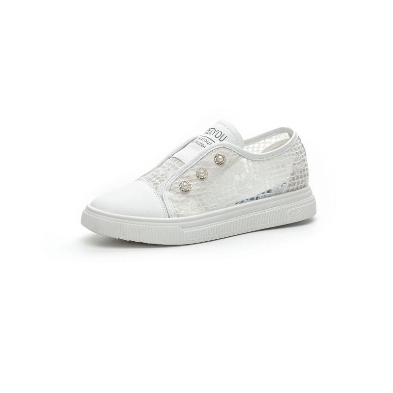 

4cm height increase white shoes summer breathable low-top loafers mesh breathable casual shoes 35 белый