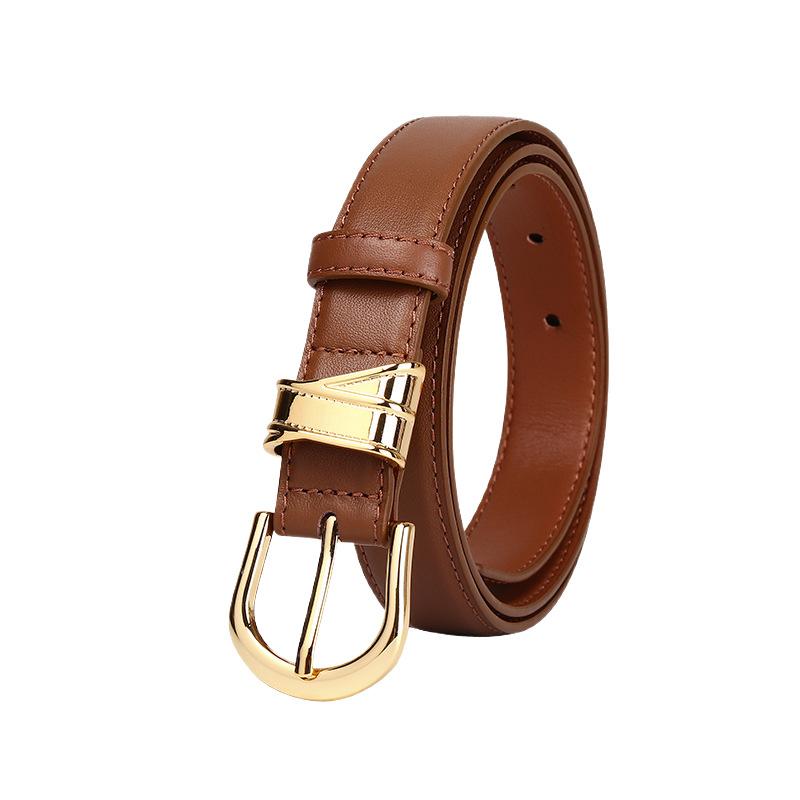 Stylish, Simple And Trendy Women'S Leather Belt Women'S Versatile High-End Pin Buckle Casual Jeans Belt Women'S